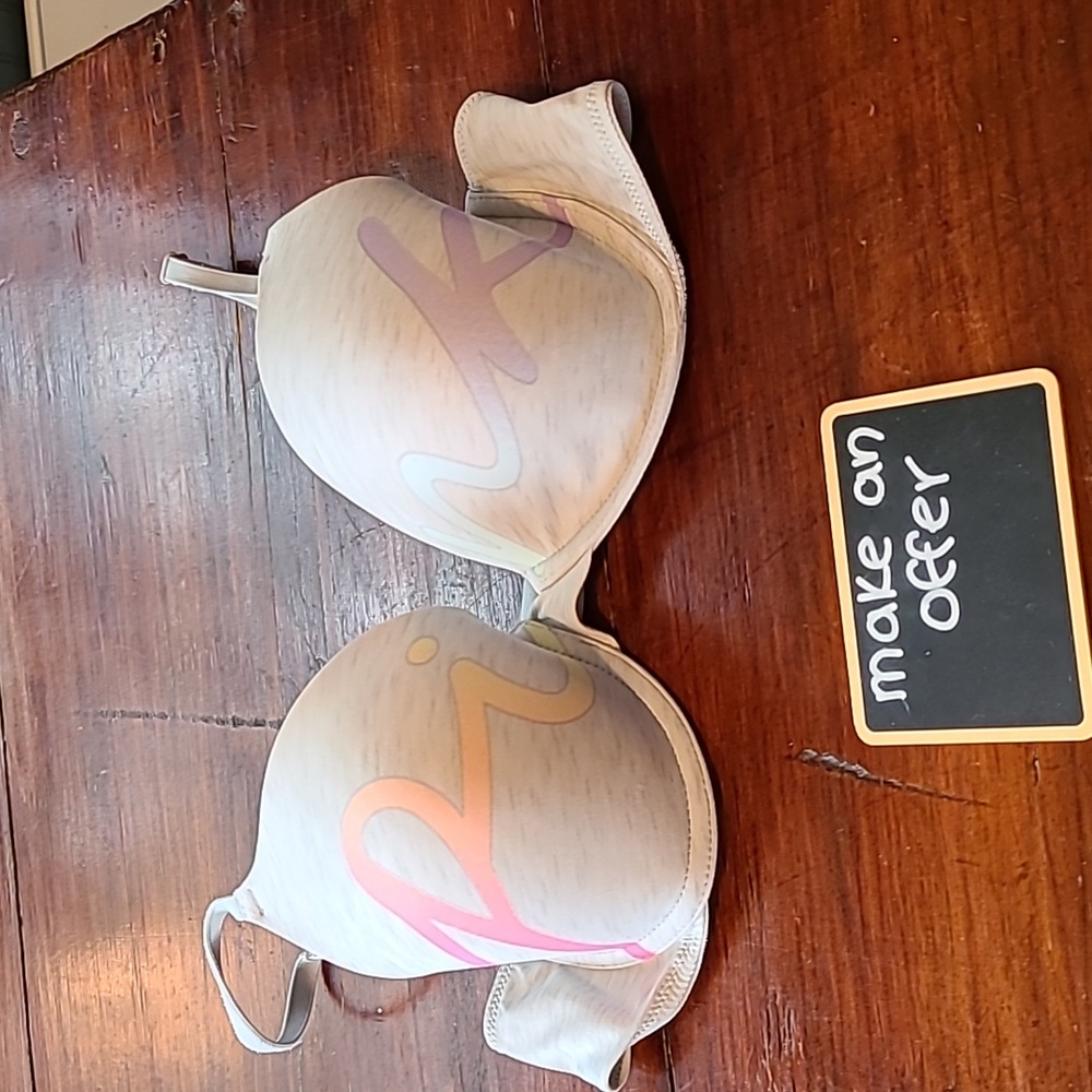 PINK brand grey color with writing on front